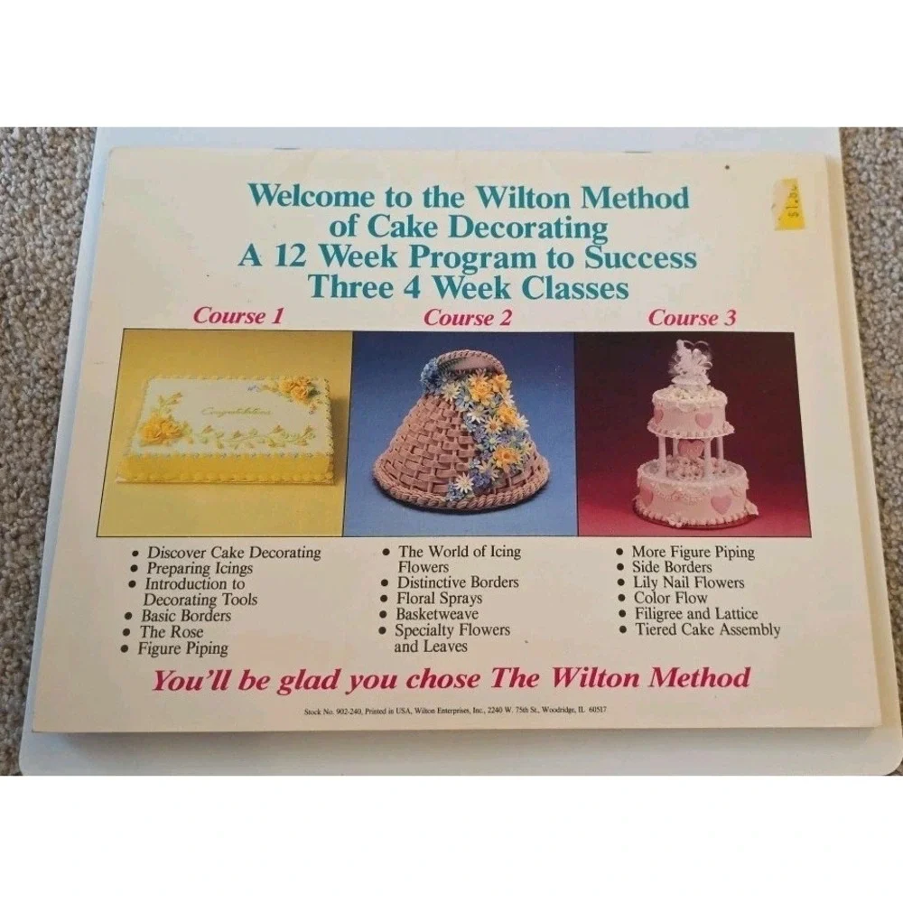 1987 The Wilton Method Cake‎ Decorating Basic Cake Decorating Course 55 Pages